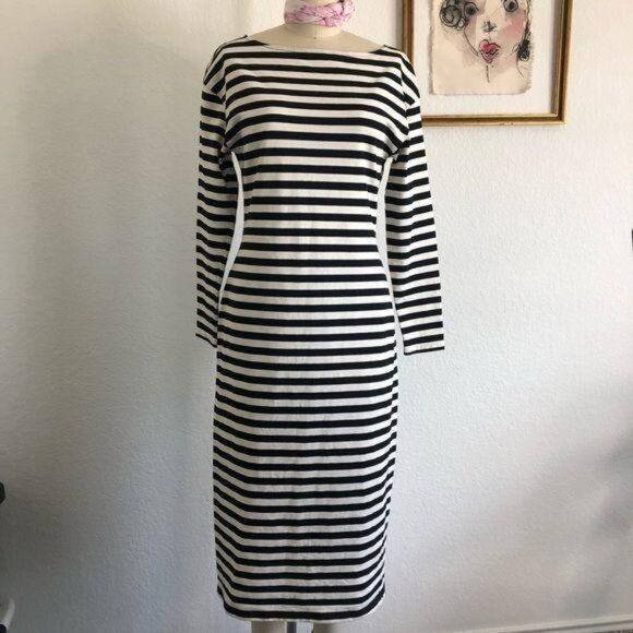 Samuji Renja Striped Midi Long Sleeve Minimal Dres - Picture 4 of 7